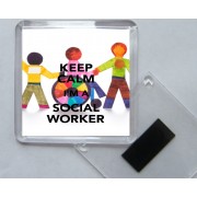 Keep Calm I'm a Social Worker - Square Acrylic Fridge Magnet