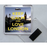 Keep Calm and Love London - Square Acrylic Fridge Magnet