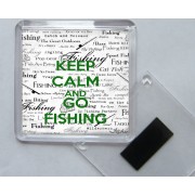 Keep Calm and Go Fishing - Square Acrylic Fridge Magnet