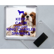 Keep Calm and Love King Charles Spaniels - Square Acrylic Fridge Magnet