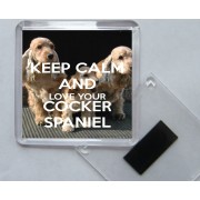 Keep Calm and Love Your Cocker Spaniel - Square Acrylic Fridge Magnet