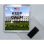 Keep Calm I'm American - Square Acrylic Fridge Magnet