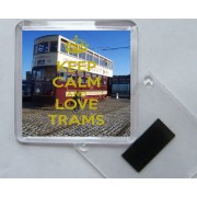 Keep Calm and Love Trams - Square Acrylic Fridge Magnet