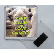 Keep Calm and Love Camels - Square Acrylic Fridge Magnet