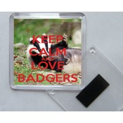 Keep Calm and Love Badgers - Square Acrylic Fridge Magnet