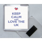Keep Calm and Love The UK - Square Acrylic Fridge Magnet