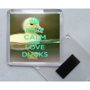 Keep Calm and Love Ducks - Square Acrylic Fridge Magnet