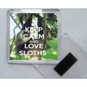 Keep Calm and Love Sloths - Square Acrylic Fridge Magnet