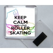 Keep Calm and Love Roller Skating - Square Acrylic Fridge Magnet