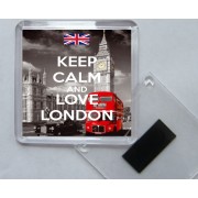 Keep Calm and Love London - Square Acrylic Fridge Magnet