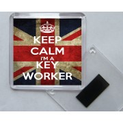 Keep Calm I'm a Key Worker - Square Acrylic Fridge Magnet