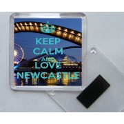Keep Calm and Love Newcastle - Square Acrylic Fridge Magnet