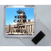 Keep Calm and Love Leeds - Square Acrylic Fridge Magnet