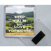 Keep Calm and Love Yorkshire - Square Acrylic Fridge Magnet