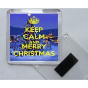 Keep Calm and Merry Christmas - Square Acrylic Fridge Magnet