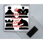 Keep Calm and Love Chess - Square Acrylic Fridge Magnet