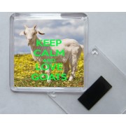 Keep Calm and Love Goats - Square Acrylic Fridge Magnet