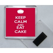 Keep Calm and Eat Cake - Square Acrylic Fridge Magnet