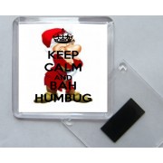Keep Calm and Bah Humbug - Square Acrylic Fridge Magnet