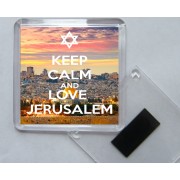 Keep Calm and Love Jerusalem - Square Acrylic Fridge Magnet