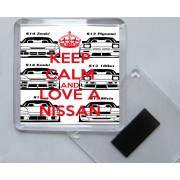 Keep Calm and Love a Nissan - Square Acrylic Fridge Magnet