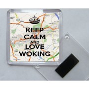 Keep Calm and Love Woking - Square Acrylic Fridge Magnet
