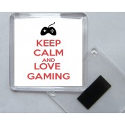 Keep Calm and Love Gaming - Square Acrylic Fridge Magnet