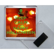 Keep Calm and Happy Halloween - Square Acrylic Fridge Magnet