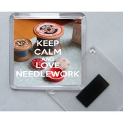 Keep Calm and Love Needlework - Square Acrylic Fridge Magnet