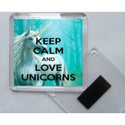 Keep Calm and Love Unicorns - Square Acrylic Fridge Magnet