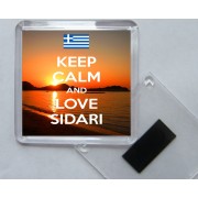 Keep Calm and Love Sidari - Square Acrylic Fridge Magnet