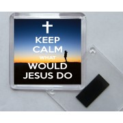 Keep Calm What Would Jesus Do - Square Acrylic Fridge Magnet