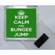 Keep Calm and Bungee Jump - Square Acrylic Fridge Magnet