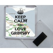 Keep Calm and Love Grimsby - Square Acrylic Fridge Magnet