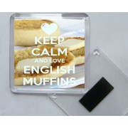 Keep Calm and Love English Muffins - Square Acrylic Fridge Magnet