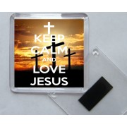 Keep Calm and Love Jesus - Square Acrylic Fridge Magnet