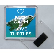 Keep Calm and Love Turtles - Square Acrylic Fridge Magnet