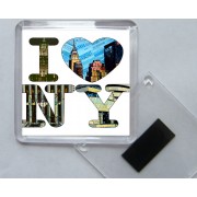 I Love (heart) NY - Square Acrylic Fridge Magnet