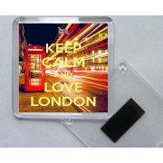 Keep Calm and Love London - Square Acrylic Fridge Magnet