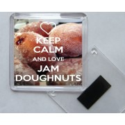 Keep Calm and Love Jam Doughnuts - Square Acrylic Fridge Magnet