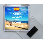 Keep Calm and Love Barcelona - Square Acrylic Fridge Magnet