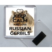 Keep Calm and Love Russian Gerbils - Square Acrylic Fridge Magnet