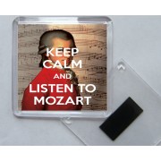 Keep Calm and Listen to Mozart - Square Acrylic Fridge Magnet