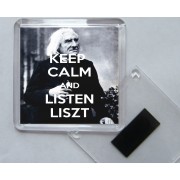 Keep Calm and Listen to Liszt - Square Acrylic Fridge Magnet