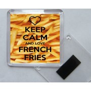 Keep Calm and Love French Fries - Square Acrylic Fridge Magnet