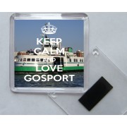 Keep Calm and Love Gosport - Square Acrylic Fridge Magnet