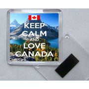 Keep Calm and Love Canada - Square Acrylic Fridge Magnet