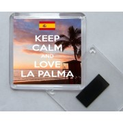 Keep Calm and Love La Palma - Square Acrylic Fridge Magnet