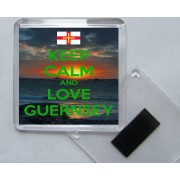 Keep Calm and Love Guernsey - Square Acrylic Fridge Magnet
