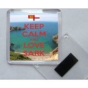 Keep Calm and Love Sark - Square Acrylic Fridge Magnet